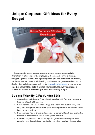 Unique Corporate Gift Ideas for Every Budget