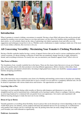 Everything about Adaptability: Maximizing Your Females's Clothes Closet