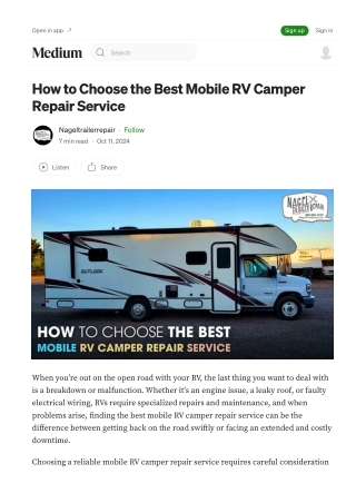 How to Choose the Best Mobile RV Camper Repair Service in Michigan