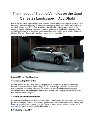 The Impact of Electric Vehicles on the Used Car Sales Landscape in Abu Dhabi