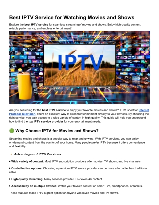 Best IPTV Service for Watching Movies and Shows