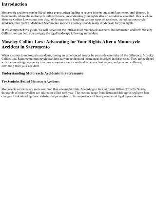 Moseley Collins Law: Advocating for Your Rights After a Motorcycle Accident in S