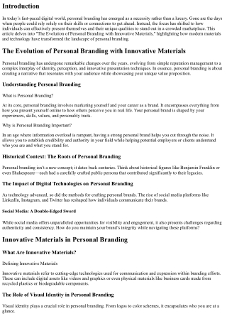 “The Evolution of Personal Branding with Innovative Materials”