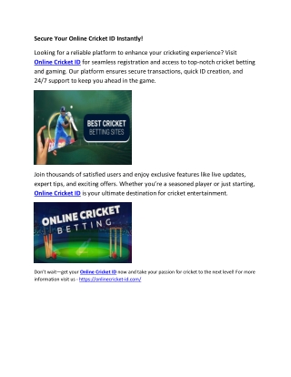Secure Your Online Cricket ID Instantly!