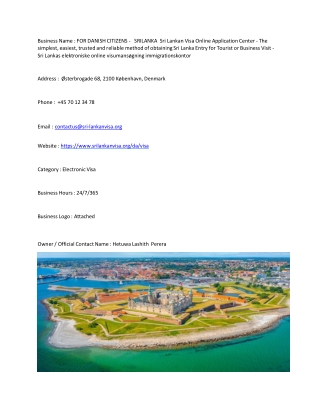 FOR DANISH CITIZENS -   SRILANKA  Sri Lankan Visa Online Application Center - T