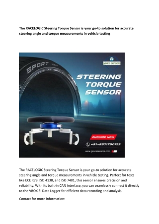 The RACELOGIC Steering Torque Sensor is your go-to solution for accurate steering angle and torque measurements in vehic