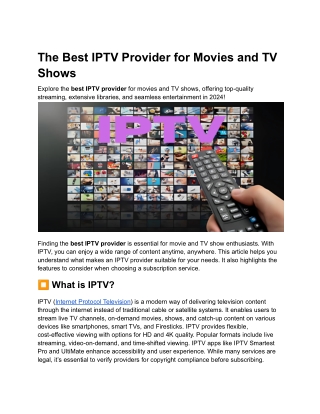 The Best IPTV Services Provider for Movies and TV Shows