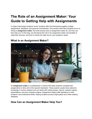 The Role of an Assignment Maker_ Your Guide to Getting Help with Assignments