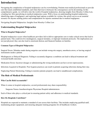 Navigating Hospital Malpractice: Insights from Moseley Collins Law