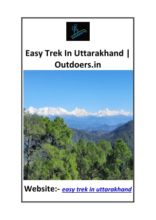 Easy Trek In Uttarakhand Outdoers.in