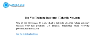 Top Vlsi Training Institutes Takshila-vlsi.com