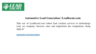 Automotive Lead Generation Leadlocate.com