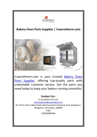 Bakery Oven Parts Supplier | Csaerotherm.com