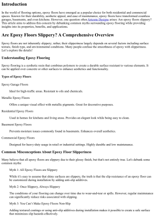 Are Epoxy Floors Slippery? Debunking Common Myths