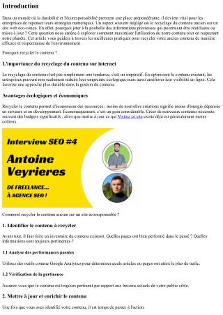 Comment recycler le contenu ancien sur un site écoresponsable ?