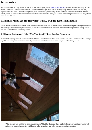 “Common Mistakes Homeowners Make During Roof Installation”