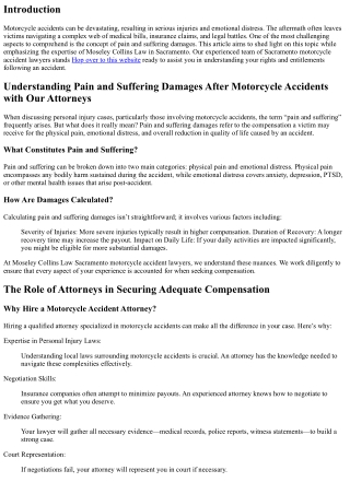 “Understanding Pain and Suffering Damages After Motorcycle Accidents with Our At