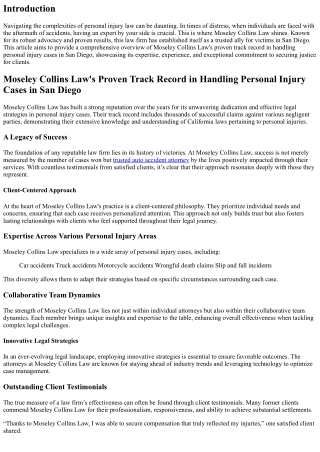Moseley Collins Law's Proven Track Record in Handling Personal Injury Cases in S