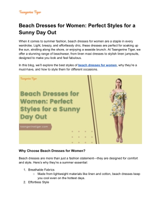 Beach Dresses for Women_ Perfect Styles for a Sunny Day Out