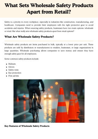 What Sets Wholesale Safety Products Apart from Retail?