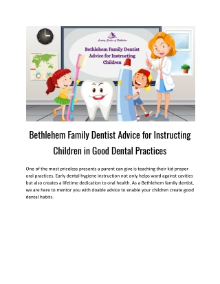 Bethlehem Family Dentist Advice for Instructing Children in Good Dental Practices