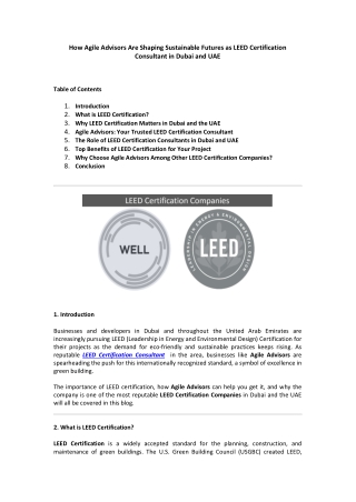 How Agile Advisors Are Shaping Sustainable Futures as LEED Consultant