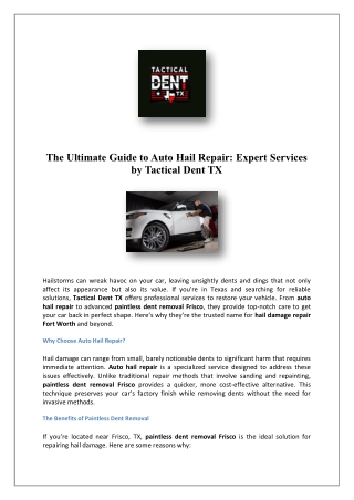 Cost To Remove Car Dent | Tactical Dent TX