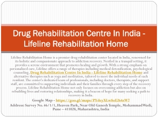 Drug Rehabilitation Centre In India - Lifeline Rehabilitation Home