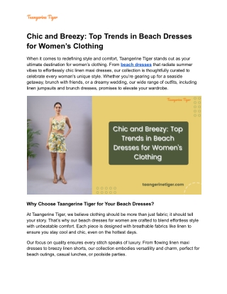 Chic and Breezy_ Top Trends in Beach Dresses for Women’s Clothing