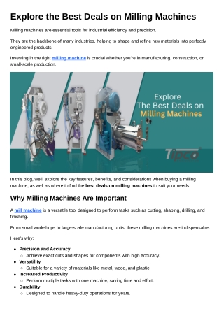 Explore the Best Deals on Milling Machines