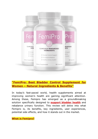 Best Bladder Control Supplement for Women