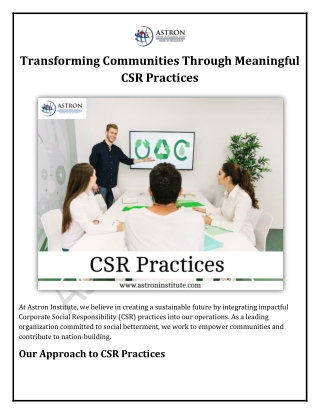 Transforming Communities Through Meaningful CSR Practices