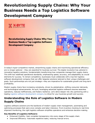 Revolutionizing Supply Chains_ Why Your Business Needs a Top Logistics Software Development Company