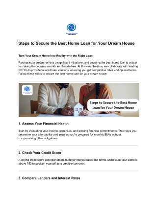 Steps to Secure the Best Home Loan for Your Dream House