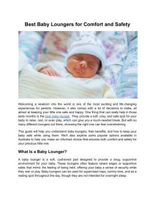 Best Baby Loungers for Comfort and Safety
