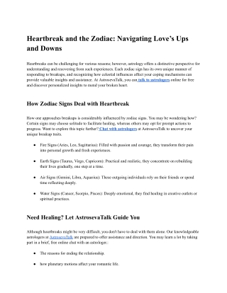 Heartbreak and the Zodiac- Navigating Love’s Ups and Downs