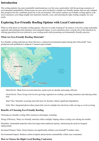 Exploring Eco-Friendly Roofing Options with Local Contractors