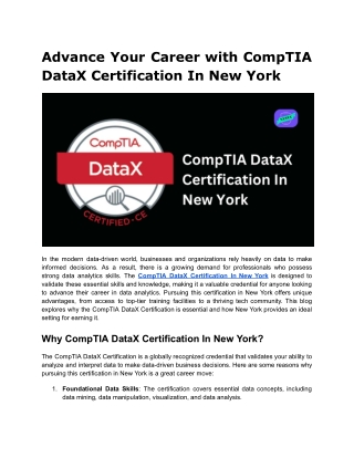 Advance Your Career with CompTIA DataX Certification In New York