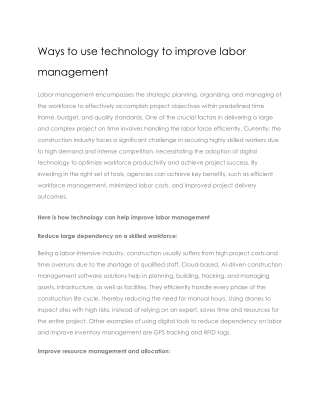 Ways to use technology to improve labor management