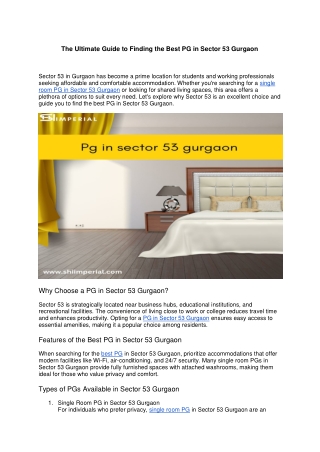 The Ultimate Guide to Finding the Best PG in Sector 53 Gurgaon