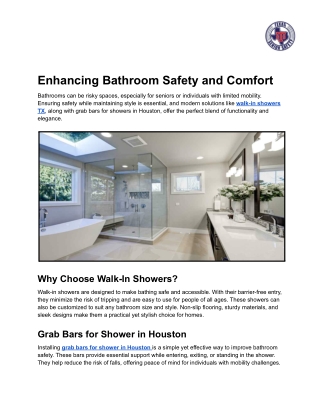 Enhancing Bathroom Safety and Comfort