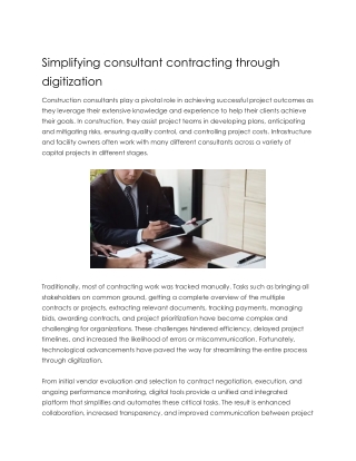Simplifying consultant contracting through digitization