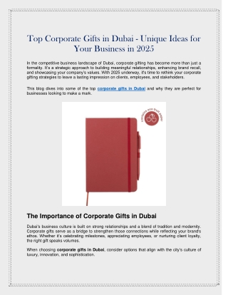 Top Corporate Gifts in Dubai - Unique Ideas for Your Business in 2025