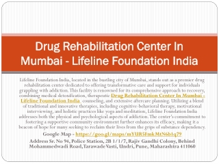 Drug Addiction Treatment Center In Mumbai - Lifeline Foundation India