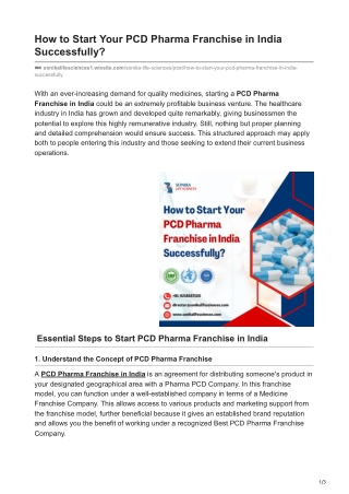 How to Start Your PCD Pharma Franchise in India Successfully?