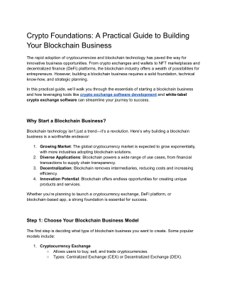 Crypto Foundations: A Practical Guide to Building Your Blockchain Business