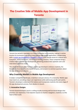 The Creative Side of Mobile App Development in Toronto
