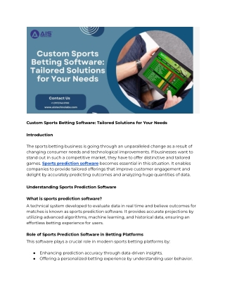 Custom Sports Betting Software: Tailored Solutions for Your Needs