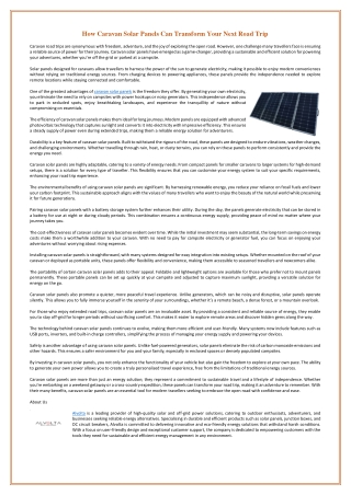 How Caravan Solar Panels Can Transform Your Next Road Trip