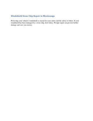 Windshield Stone Chip Repair in Mississaug
